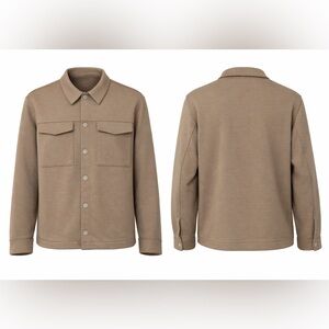 FLX Taupe Snap-Front Shacket Jacket |‎ Stretch Knit | Size M